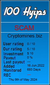 cryptomines.biz monitoring by 100hyips.com