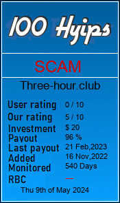 three-hour.club monitoring by 100hyips.com
